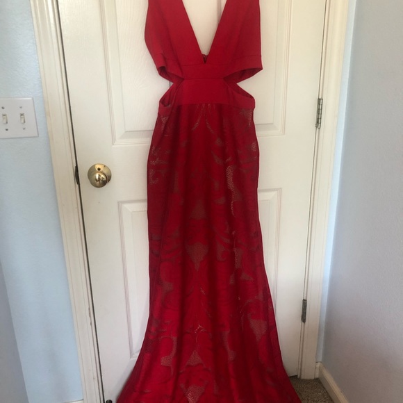 BCBG Red Lace Gown - Picture 2 of 5